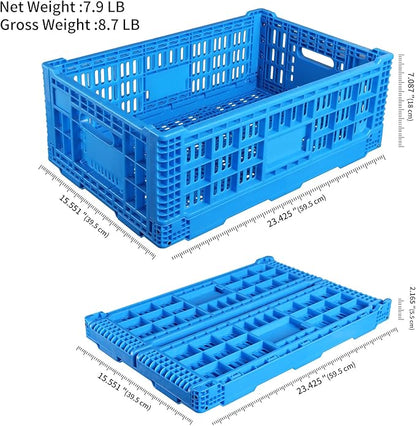 Collapsible Storage Bin Containe，52 Liter Transferheavy duty plastic storage box,blue milk crates heavy duty Transit storage of various items (2)