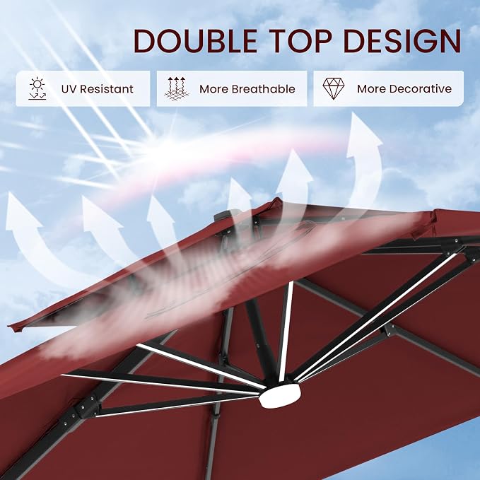 10x10 FT Outdoor Cantilever Patio Umbrella - Image 7