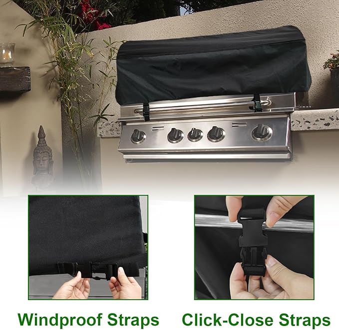 Built-in Grill Cover 32" Fits for Bull 30",Hygrill 3 Burner,Hygrill 32",Blaze 25" & 32" Built in Grill,Most 25"-32" Built in Grill,Island BBQ Grill Top Cover,Countertop Grill Cover