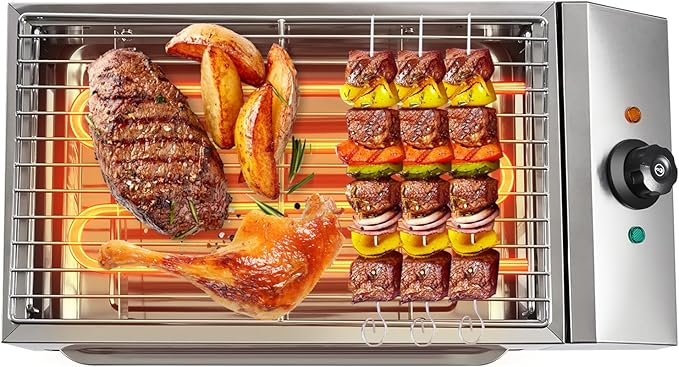 1800W Electric Griddle Flat Top Grill Hot Plate BBQ, Commercial and Home use Stainless Steel Barbecue Griddle Smokeless Cooking Barbecue with Adjustable Temperature for Indoor/Outdoor, Camping