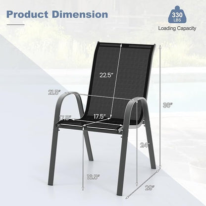 S AFSTAR Outdoor Chairs Set of 4, Stackable Patio Chairs - Image 3