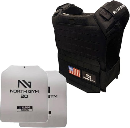 Northgym Adjustable Weighted Vest/Incl. 3D Weight Plates in 14lbs / 20lbs/ 30lbs/ 42.5lbs - Optimized Weight Distribution and with Curved Plates for Running, Functional Training and Working Out