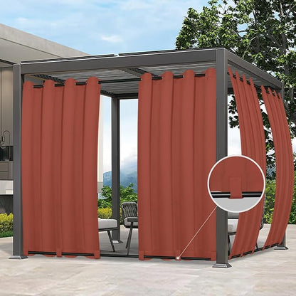 Easy-Going Outdoor Curtains for Patio 1 Panel, 54x96 inch, Terra Red | by Easy-Going