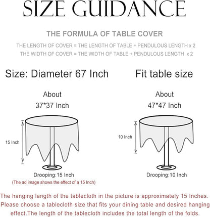 patdrea Designer Green French Table Cloth for Round Table,Vintage Italian Floral Country Linen Breathable Tablecloth,Cover for Kitchen Dining,Christmas,Thanksgiving,Diameter 67"-Tree Life