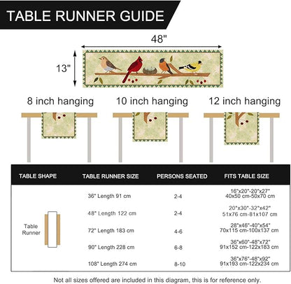 Seliem Summer Birds Tree Branches Table Runner, Cardinal Home Kitchen Dining Decor, Spring Seasonal Farmhouse Decorations Indoor Outdoor Party Supply 13 x 48 Inch