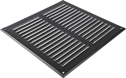Square Ventilation Grille / 10" x 10" Inch Inside Measurement/Black Metal Air Vent Louver - Inside/Outside use / 11.6" x 11.6" Inch Outer Measurement