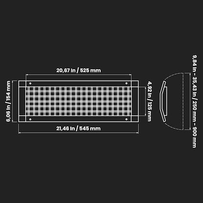 Repa Market 21" x 5" Inch Air Grille for Round Spiral Ducts - Adjustable Double Louvre Blade - Galvanized Ventilation Cover - Side Fit Round Surface Canal Ducting from 9.84" to 35.43" Inches