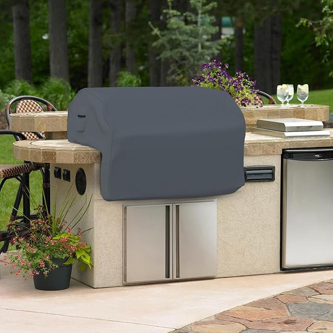 Covers & all Built-in Outdoor Grill Cover, Durable 12 Oz Waterproof Cover Max Material with Air Pocket & Elastic for Snug Fit (48" W x 27" D x 26" H Inches, Grey)