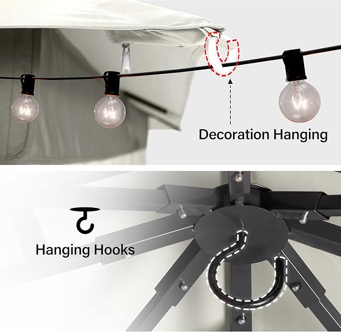 10'x12' Outdoor Gazebo, Heavy Duty Metal Frame Patio Canopy - Image 3
