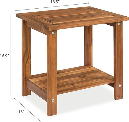 Double Adirondack Side Table, Weather-Resistant Rectangular End Table for Patio, Garden, Lawn, and Living Room. Ideal as a Stylish Indoor and Outdoor Side Table Companion, Natural