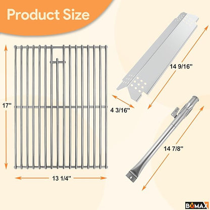 BQMAX Grill Parts for Nexgrill 5 Burner Gas Grill 720-0888 720-0888A 720-0888N, Cooking Grate, Heat Plates Shield and Burner for Nexgrill 5 Burner Replacement Parts for 720-0888 Nexgrill Parts