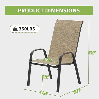 Patio Chairs Set of 4, Outdoor Stackable Dining Chairs - Image 3
