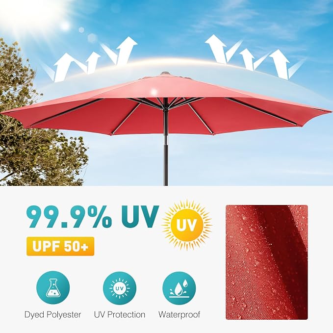 OLIXIS 9ft Patio Table Umbrella, Outdoor Patio Umbrella - Image 4