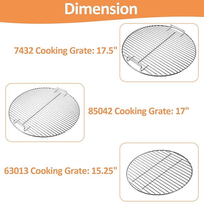 AJinTeby Heavy Duty Plated Steel Cooking Grate and Lower Grate, Charcoal Grate for Weber 18" Inch Smokey Mountain Cooker Charcoal Grill (7432+85042+63013)