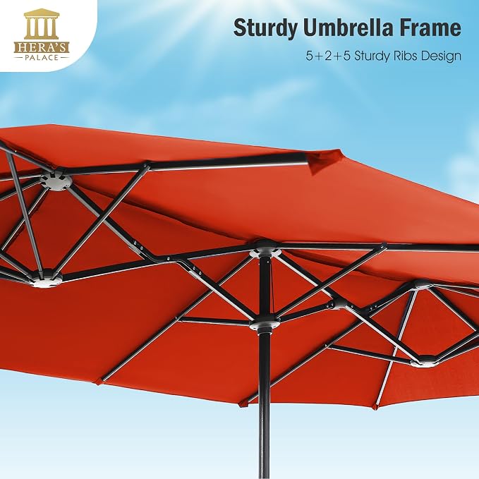 13 ft Large Double-Sided Patio Umbrella, Outdoor Umbrella, Market Umbrella - Image 4