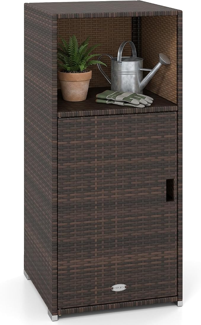 Tangkula Rattan Outdoor Storage Cabinet by TANGKULA