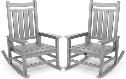SERWALL Outdoor Rocking Chair Set of 2, Sliver Gray | 21.1" Widened Seat adds by SERWALL