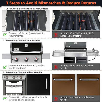 15.3" Flavorizer Bars for Weber Spirit 300 & GS4 II 300 Series, Spirit E310 E315 E320 E330 S310 S315 S320 S330 Grills with Front Control Knobs, Spirit 310 Replacement Parts for Weber 7636 69797 68843