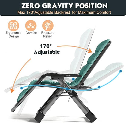 MOPHOTO Zero Gravity Chair, Outdoor Padded Lounge Chair - Image 4