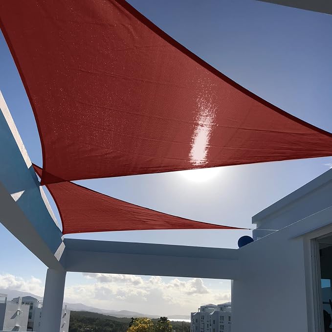 SUNNY GUARD Custom Size 13'x16'x16' Triangle Terra Red UV Block Sunshade by SUNNYGUARD