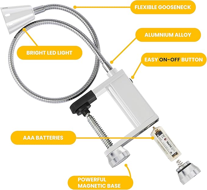 BBQ Grill Lights Magnetic Base Super-Bright LED Lights-360 Degree Flexible Gooseneck, Weather Resistant, Task Lighting Barbecue Grilling Gifts for Men Dad Husband (Silver, 2 Pack)