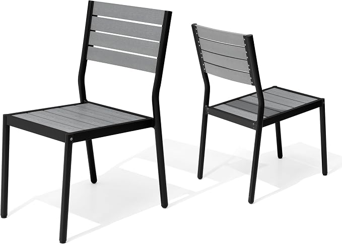 Pellebant Stackable Outdoor Patio Dining Chairs Set of 2 | Aluminum Armless by Pellebant