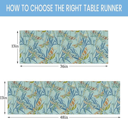 Watercolour Dragonflies Table Runner Kitchen Dining Table Runner 13*48in Table Center Decor for Indoor Outdoor Home Holiday Party