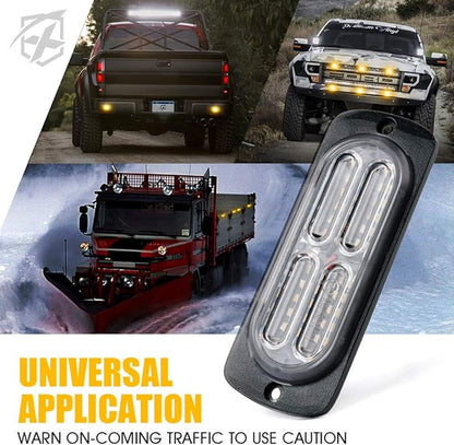 Xprite Amber 24 LED Surface Mount Strobe Lights Kit with Control Panel, Grill Grille Side Marker Flashing Emergency Warning Light Assemblies for Construction Vehicles Tow Trucks ATV UTV Vans 8PCS