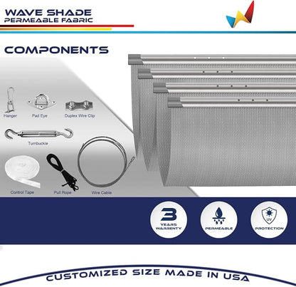 Windscreen4less 3' x 4' Retractable Sun Shade Canopy Cover Sliding Wave Shade - Image 4