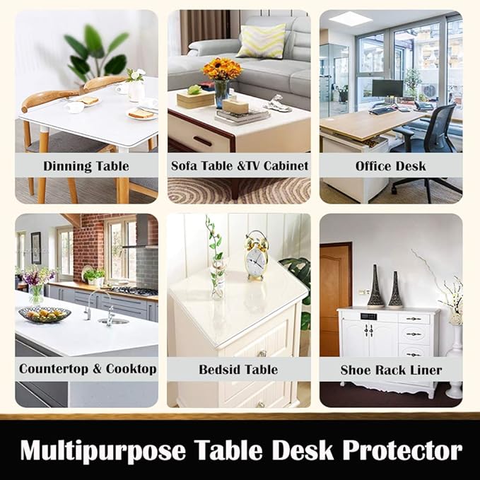 18x52" 1.5mm Thick Transparent Writing Mat Protector Clear Mats for Desk Crystal Table Mat Clear Plastic Table Protector PVC Vanity Mat Dresser Mat Table Protector Pad Mats Waterproof Heat Resistant
