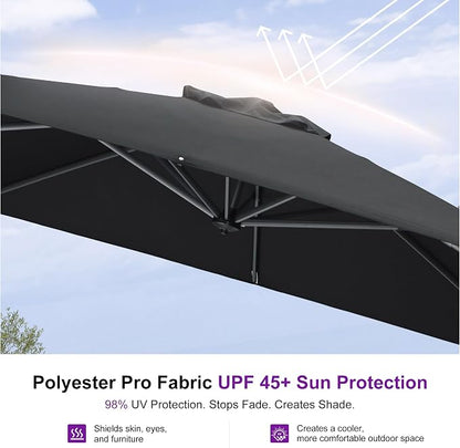 PURPLE LEAF Outdoor Umbrella 8' x 8' Square Premium Sun Protection Black | - Image 5