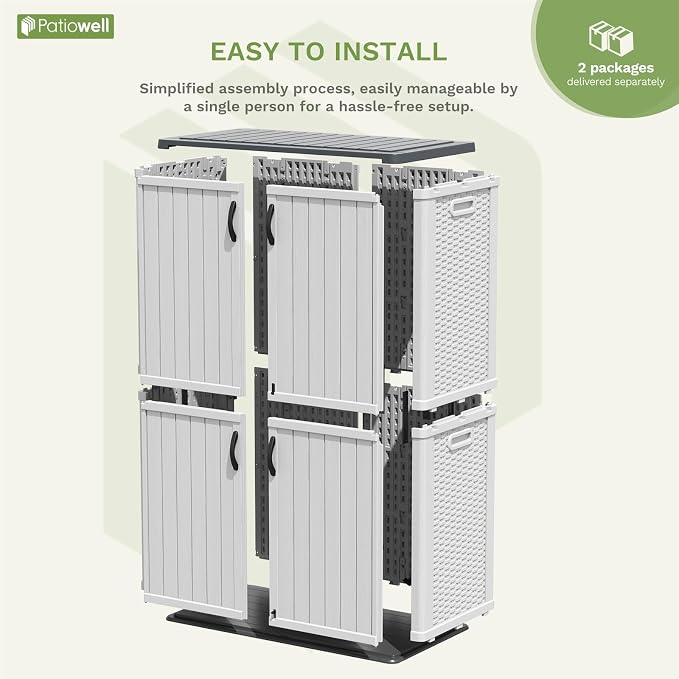 Patiowell 50 cu.ft Plastic Outdoor Storage Shed, Lockable Waterproof Resin - Image 3