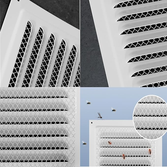 2pcs Attic Vent Soffit Vent Aluminum Wall Vent Metal Shed Vent Square Vent Louver Vent Grille with Built-in Insect Screen for Exterior Door House Attic Garage Ceiling (White 12" x 12"-2 Pack)