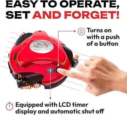 Grillbot Automatic Grill Cleaning Robot with Nylon Brushes, BBQ Grill Cleaner, Grill Brush, Grill Scraper, BBQ Accessories (Red Grillbot)