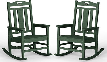 Oversized Outdoor Rocking Chairs Set of 2, 380lbs Heavy-Duty Large Patio Rocker by CIOKEA
