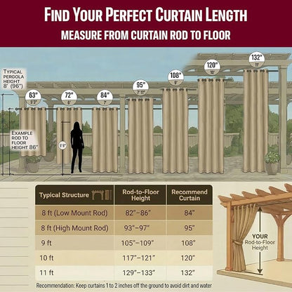 Waterproof Outdoor Curtain W105 x L95 - Image 3