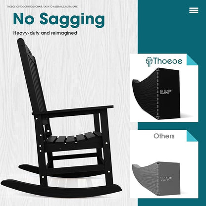 THOEOE Outdoor Rocking Chairs Set of 4, Oversized Patio Rocking Chair | HDPE - Image 6