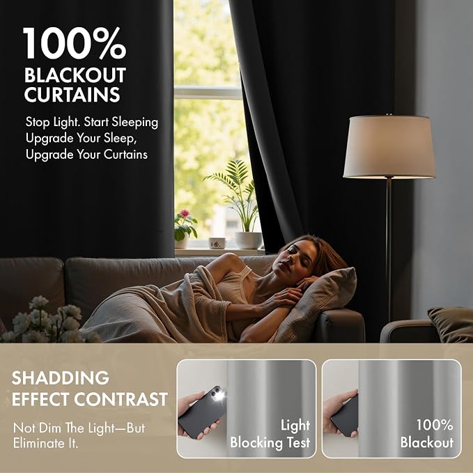 MIULEE Light Grey 40x84 Inch 100% Blackout Curtains - Image 2