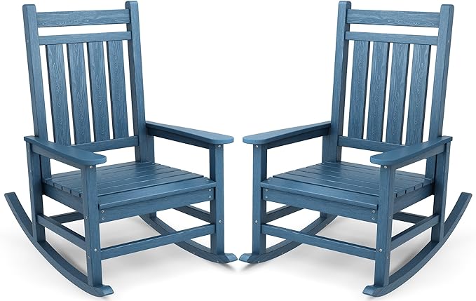 SERWALL Outdoor Rocking Chair Set of 2, HDPE Rocker by SERWALL