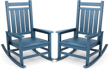 SERWALL Outdoor Rocking Chair Set of 2, HDPE Rocker by SERWALL