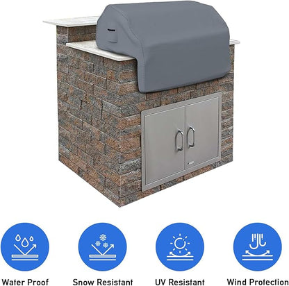 Covers & all Built-in Outdoor Grill Cover, Durable Heavy Duty 18 Oz Waterproof Cover Tuff Material with Air Pocket & Elastic for Snug Fit (32" W x 26" D x 24" H inches, Gray)
