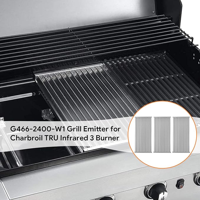 BQMAX 17" Grill Emitter Replacement Parts for Charbroil TRU Infrared 3 Burner 463242516 463355220 466242516 463246018 466242515 466242615 463243016 G466-2400-W1 for Charbroil Grill Replacement Parts