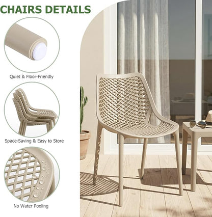 4 Pack Outdoor Patio Chairs, Plastic Dining Chairs, No Assembly, Plastic Chairs - Image 6