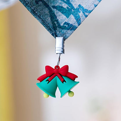 TwoFish Home Set of 4 Xmas Bell Tablecloth Weights Clips Handicraft Xmas Bell Tablecloth Clips Pack of 4