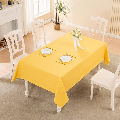 BALCONY & FALCON Rectangle Tablecloth Washable Wrinkle Resistant and Water Proof Table Cloth Decorative Linen Fabric Tablecloths for Dining Parties Kitchen Wedding and Outdoor Use (Yellow, 55x70)