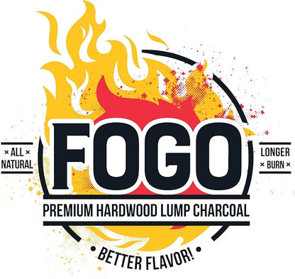 FOGO Super Premium Hardwood Lump Charcoal, Natural, Large Sized Lump Charcoal for Grilling and Smoking, Restaurant Quality, 17.6 Pound Bag, 2-Pack