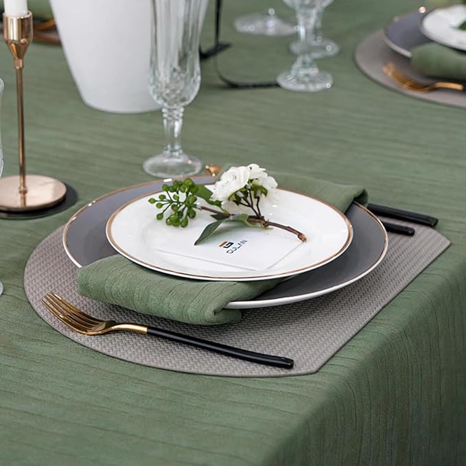 Sage Green Table Cloth 72 x 54 Inch, Spillproof Waterproof Tablecloth, Boho Thick Soft Dining Table Cover for Farmhouse, Wedding, Party, Buffet, Outdoor - Rectangular, Spring/Summer