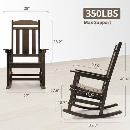 LUE BONA Outdoor Rocking Chairs Set of 4, Weather Resistant HDPS Poly Rocker - Image 2