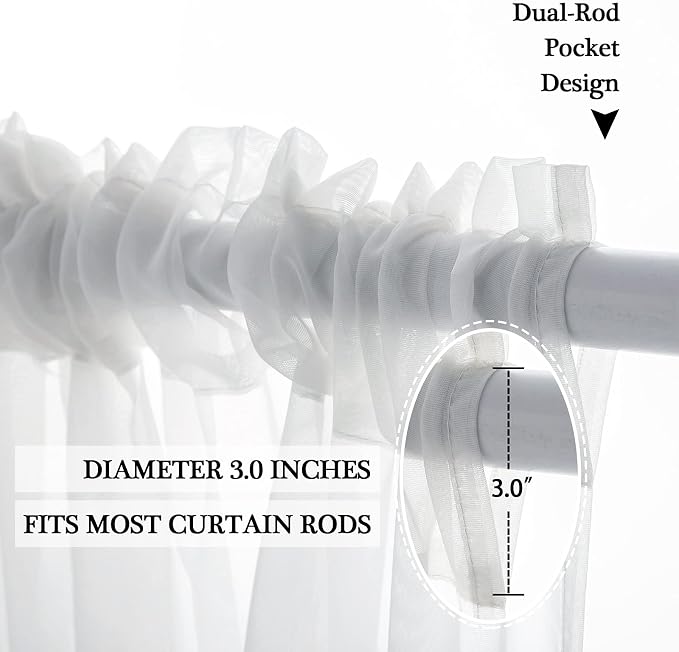 MIULEE White Waterproof Outdoor Sheer Curtains - Image 6