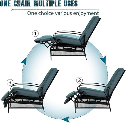 SUNCROWN Outdoor Recliner Chairs Patio Adjustable Relaxing Chair Outdoor Metal - Image 5